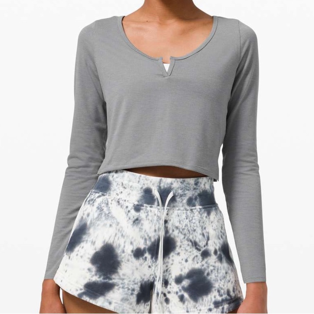Lululemon cropped Henley long sleeve - heathered asphalt grey